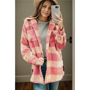 Checkered Button Up Collared Neck Jacket